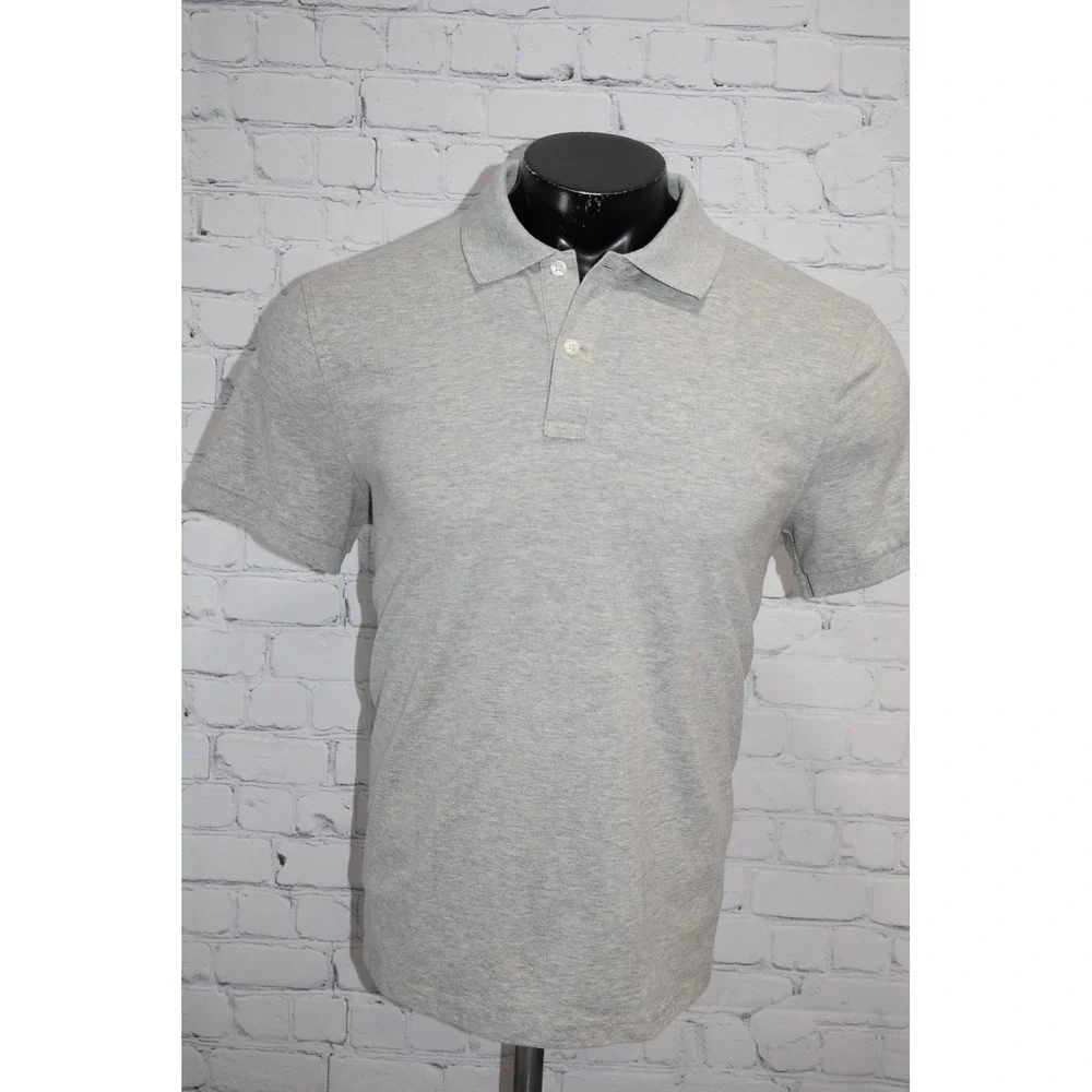 J.Crew Flex Pique Golf Polo Mens Large Gray Short Sleeve Untucked Stretch Shirt